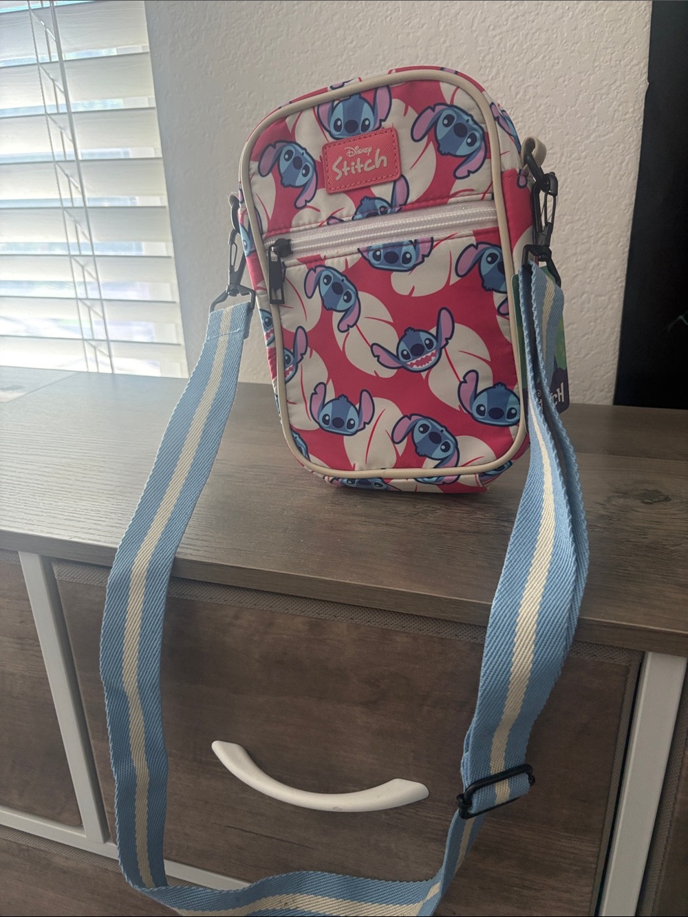 Bioworld Pink and Blue Stitch Mini Crossbody Bag